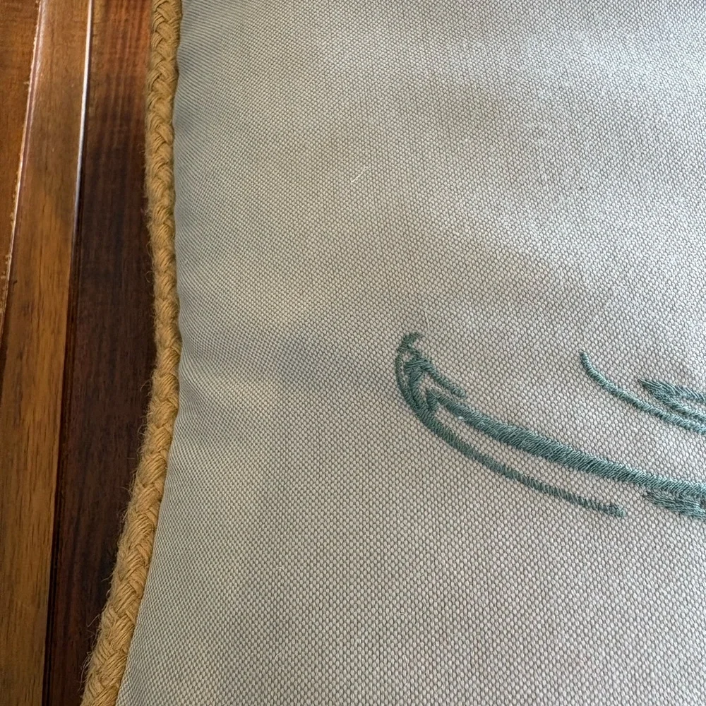 Coastal Shorebird Embroidered Accent Pillow in Cream and Brown